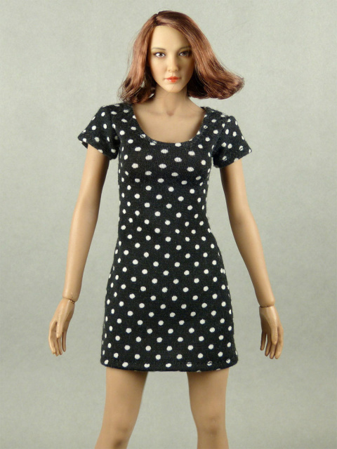 Nouveau Toys 1/6 Scale Female White Polka Dot Black Mini Dress